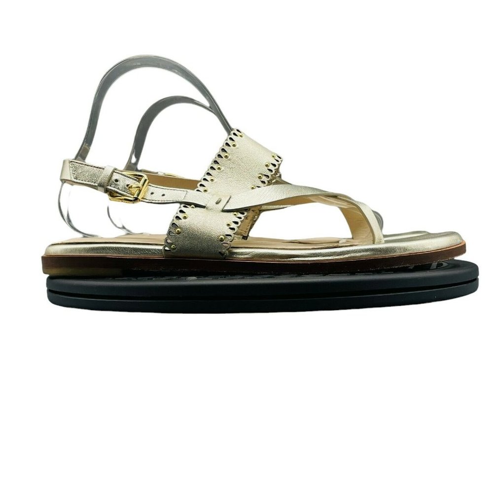 Cole Haan Grand Ankle Strap Flat Sandal Silver Open Toe Strappy Women Size 9.5